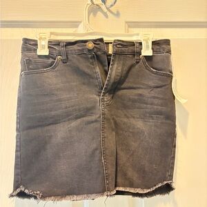 Black Denim Skirt - frayed edge - NWT